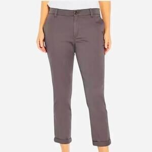 Gap Womens Cropped Cotton Twill Relaxed Classic Girlfriend Pant Grey Size 16 NWT